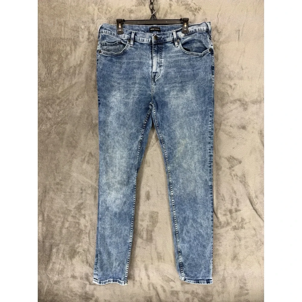 True Religion Rocco Relaxed Skinny Jeans Mens 38‎ Acid Wash Blue Denim 104906